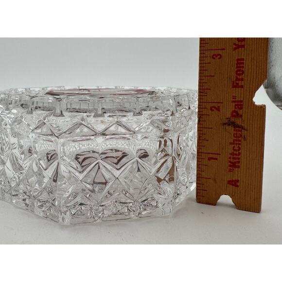 Vintage Byrdes Collection Octagon 4" Trinket Box by Hofbauer 24% Lead Crystal - Picture 7 of 11